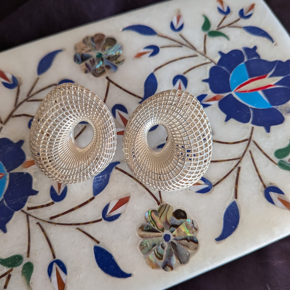 Unique Sterling Silver Statement Earrings - image 1